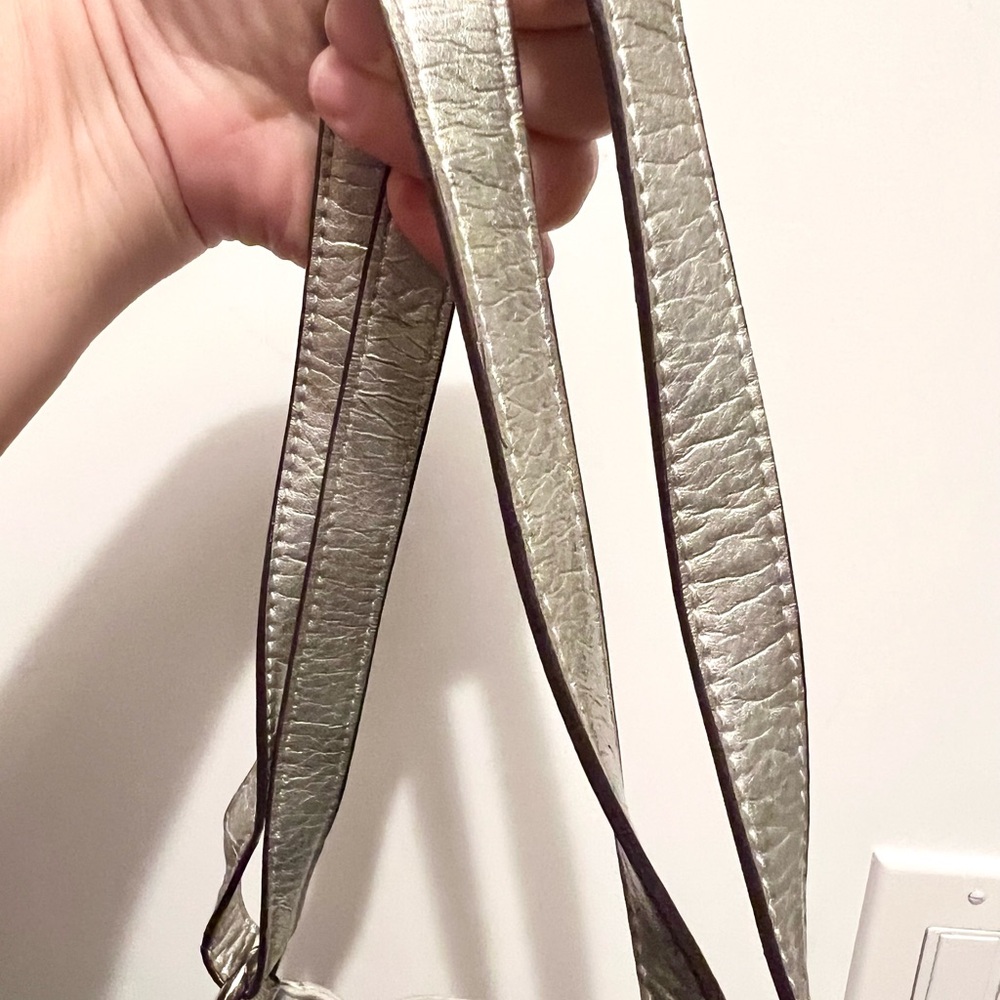 Kathy Van Zeeland Silver Shoulder Bag Crossbody | Chic Designer Handbag - Picture 14 of 16